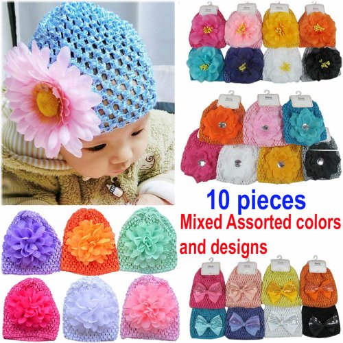 Chiffon Bloom Baby Hats Lot