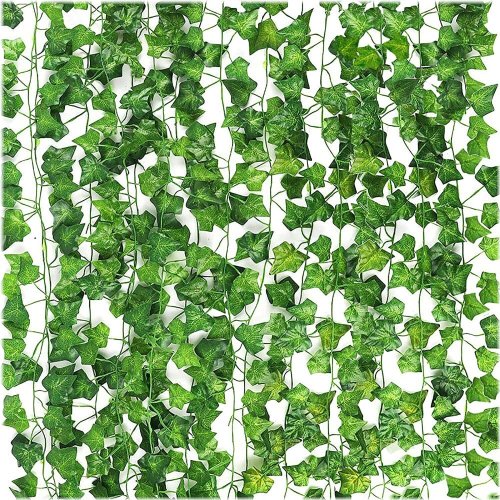 Greenery Cascade: Set of 12 Artificial Ivy Leaf Hanging Plants for Home Decor