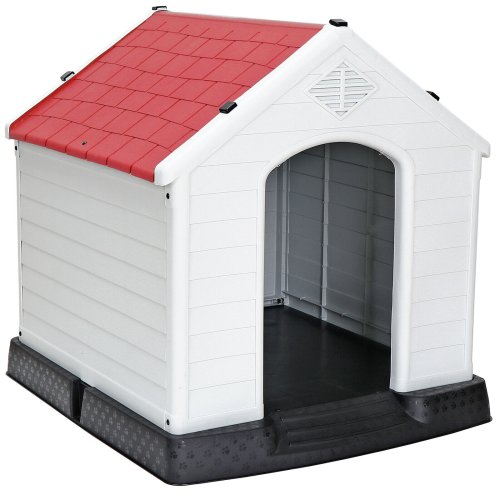 Red Plastic Shelter for Large Dogs with Air Vents