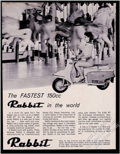 Rabbit Scooter Moped Vintage Print Ad