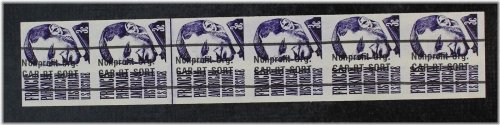 Imperf Joint Line Strip of 6 US Stamps #1297c