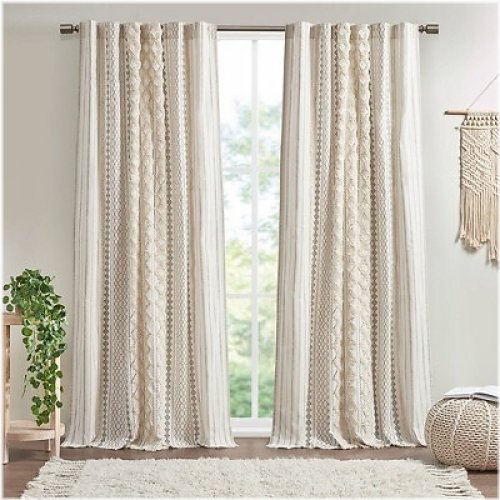 Imani Ivory Lined Curtain Panel