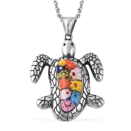 Turtle Millefiori Pendant Necklace