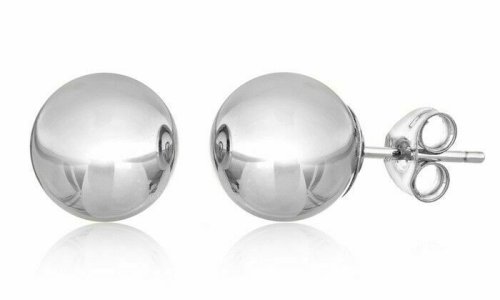 White Gold Ball Stud Earrings
