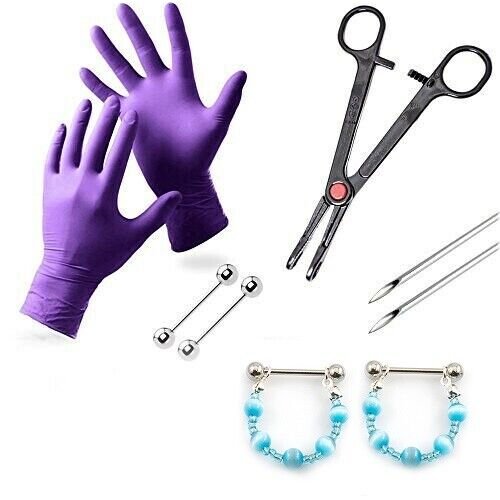 Aqua Shield Nipple Piercing Set with Complete Tools and Accessories