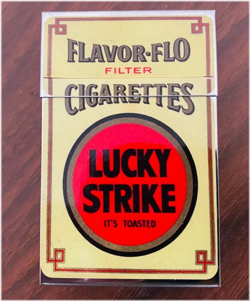 Silver Flip Top Cigarette Case with Lucky Strike Design