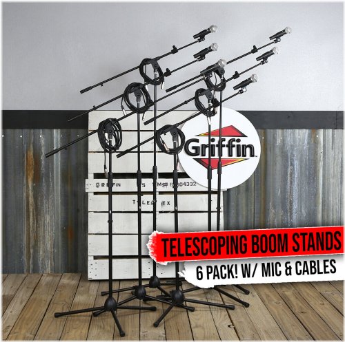 Six Pack Mic Stand Set with Cardioid Dynamic Mics and XLR Cables