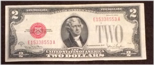 Vintage Two Dollar Red Seal Note in VG-Fine Condition