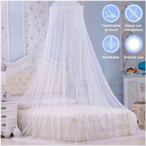 Lace Princess Bed Canopy - Elegant Queen Size Mosquito Net for Home Bedding