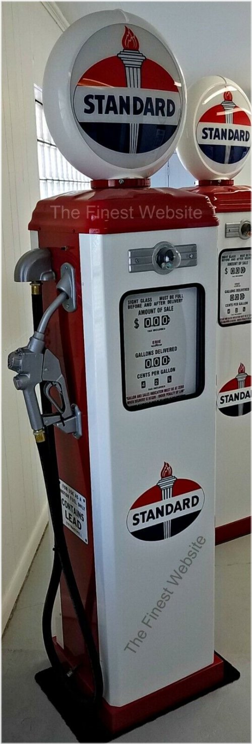 Heritage Fuel Pump Replica - Vintage White & Red Design with Free Shipping