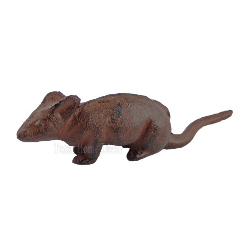 Rustic Brown Cast Iron Mouse Figurine
