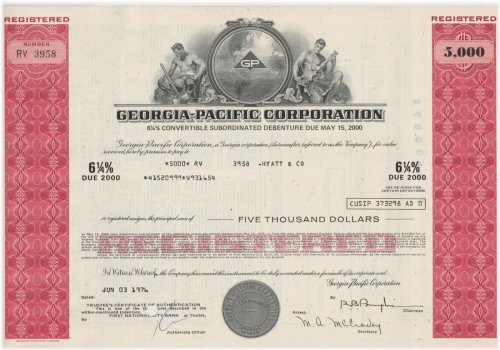 Historic Georgia Pacific Corporation Bond Stock Certificate