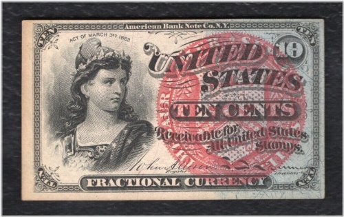 Fourth Issue Ten Cents Fractional Currency Note - Uncirculated