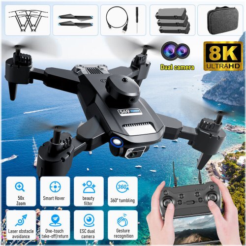 SkyView Pro Dual Cam Drone with GPS & WiFi Connectivity and Triple Battery Pack