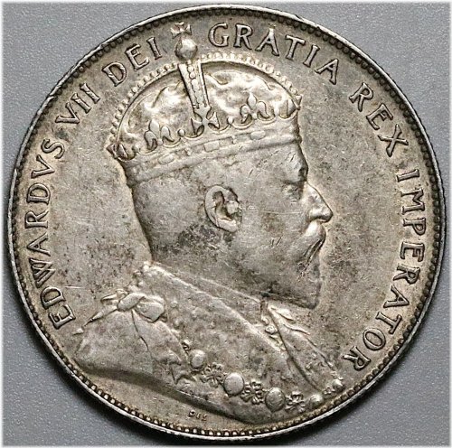 Canadian Silver Half Dollar Coin, 1907 Edward VII