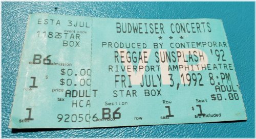 Sunshine Rhythms '92 Concert Ticket Stub