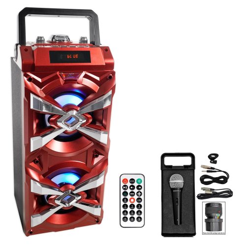 X-Tower Karaoke System with LED Lights and Bluetooth Connectivity