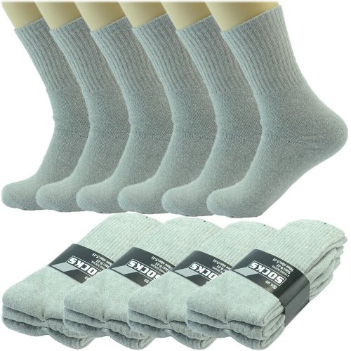 Gray Crew Cushioned Socks for Men