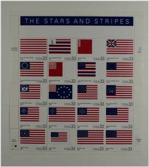 Stars and Stripes 33 Cents Stamp Sheet