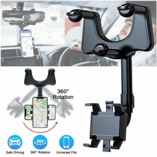 360° Rearview Mirror Phone Holder
