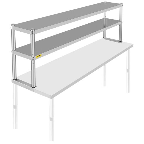 Stainless Steel Double Overshelf Work Table