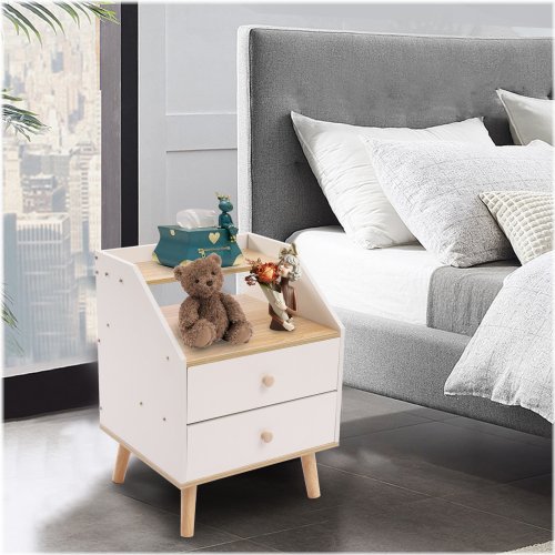 MDF 2-Drawer Bedside Table