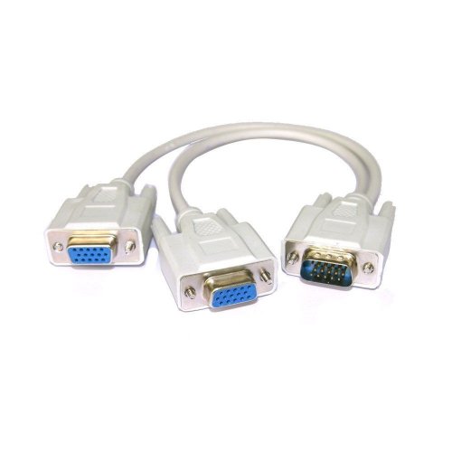 Dual Monitor Splitter Cable - 1 Male to 2 Female VGA Connectors