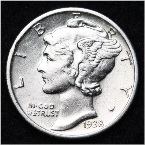 1938-D Silver Dime in Almost Uncirculated Condition