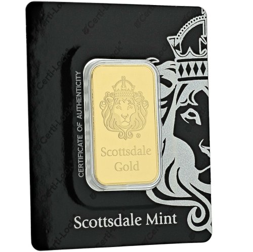 Scottsdale Mint 1oz Gold Bar with Certi-LOCK COA #A389