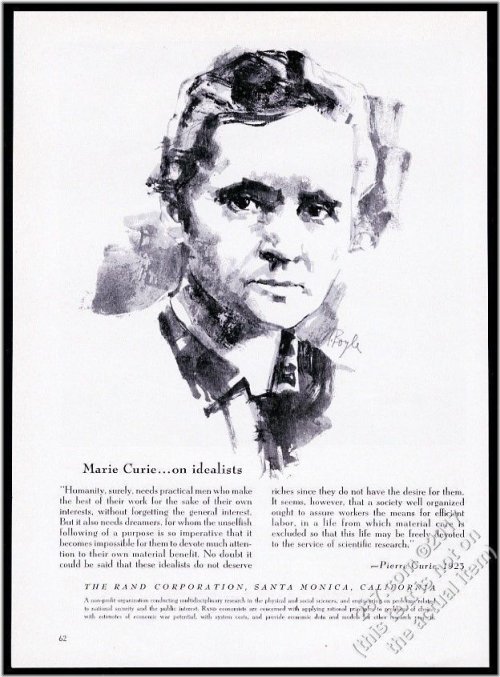 Curie's Legacy: Vintage Print Ad featuring Marie Curie