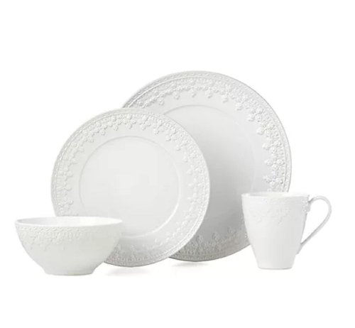 Muse Fleur Matte White Dinner Set