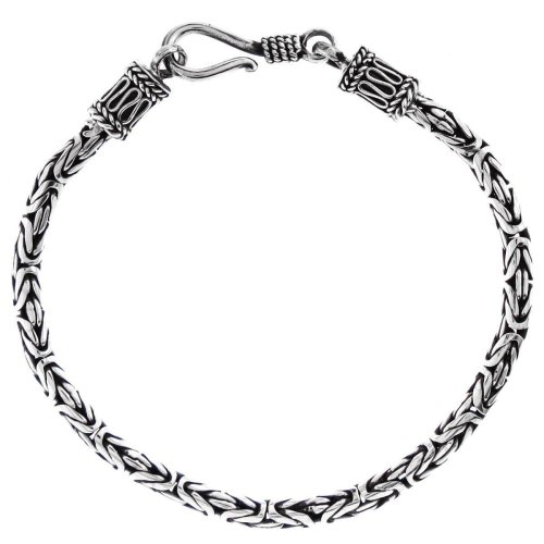 Silver Byzantine Bali Chain Anklet Bracelet