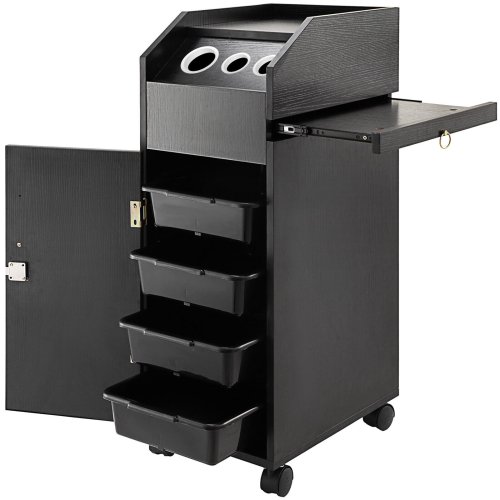 Salon Organizer Cart with Locking Wheels and 4 Storage Trays
