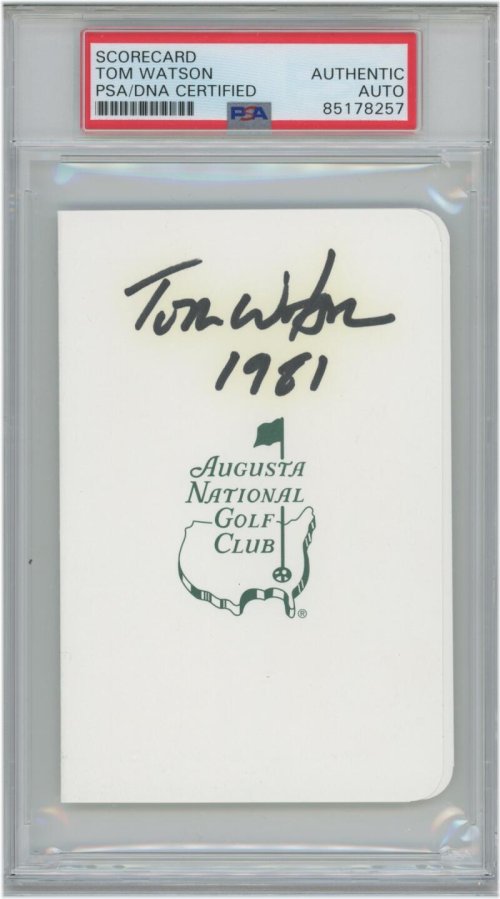 Champion's Legacy: Tom Watson Autographed Masters Scorecard with 1981 Inscription