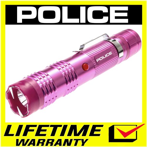 Metal Defender Flashlight with Stun Gun and Rechargeable Battery - Pink Edition