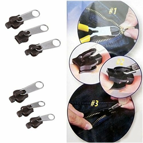 Zipper Fixer Kit: 6 Black Zip Sliders for Instant Repairs