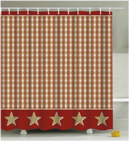 Rustic Plaid Star Shower Curtain