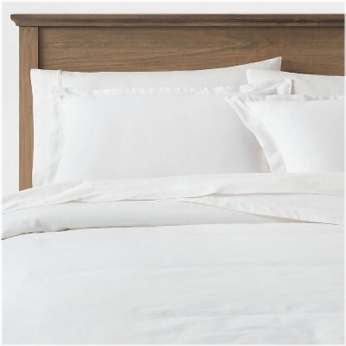 Cotton Linen Chambray Duvet Cover & Sham Set in White