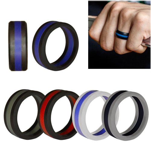 StripeFlex Silicone Ring - Comfortable and Durable Band for Weddings and Anniversaries