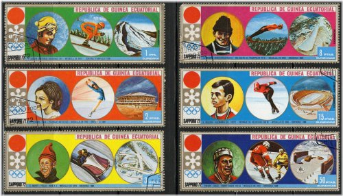 Sapporo Winter Olympics Stamp Set - Equatorial Guinea 1972 (Partial Set of 6, Used CTO)