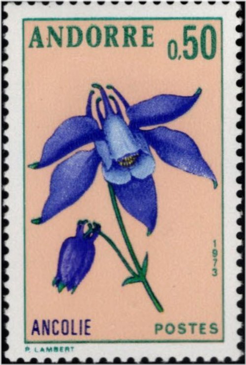 Grannys Bonnet Stamp - 1973 French Andorra Issue