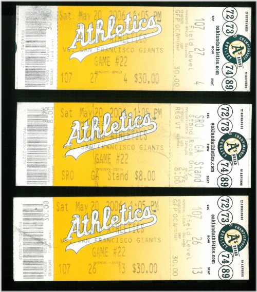 Bay Area Baseball Rivalry Ticket Trio - Barry Bonds Milestone