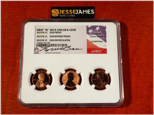 Lincoln Cent Trio: 2019 W NGC Gem Proof & Uncirculated Set by Lyndall Bass
