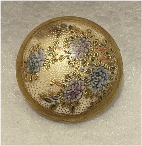 Meiji Era Satsuma Floral Ceramic Button