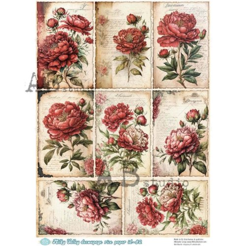 Red Floral Montage Rice Paper Sheets