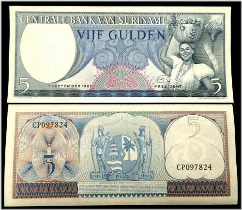 Suriname 5 Gulden 1963 Banknote UNC Collection
