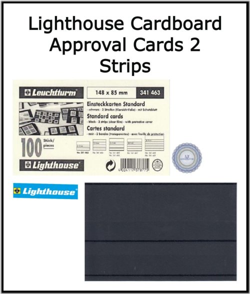 Black Cardboard Approval Cards by Lighthouse - Pack of 100 with 2 Strips and Flap for Protection