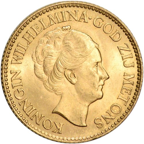 Golden Wilhelmina Dutch Coin (Random Date) - .1947 oz BU Quality