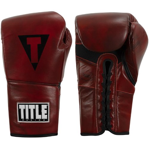 Red Lace-Up Sparring Gloves by Title Boxing