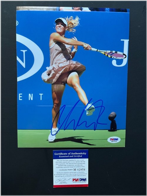Caroline Wozniacki Signed Tennis Action Photo with PSA/DNA COA